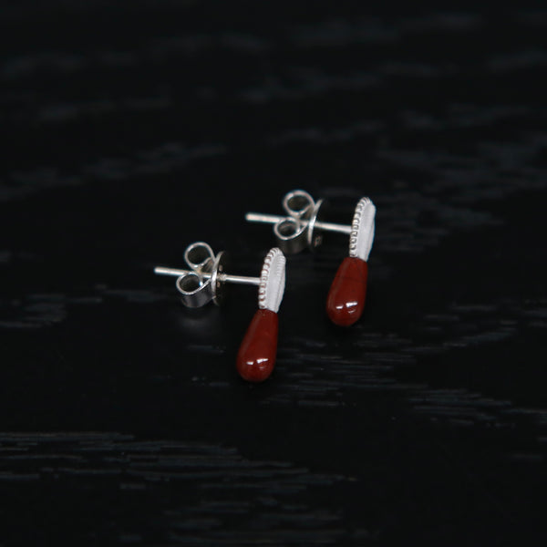OLIO E ACETO Sterling Silver Quartzite/Lapis Lazuli/Red Snakeskin Jade Annual Ring Teardrop Earrings OLIO-OA13E01-HY Red/Silver